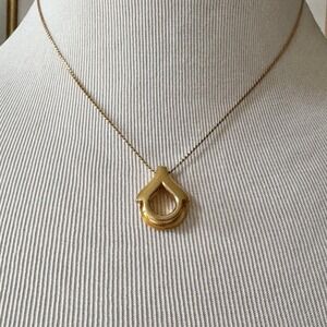 Vintage Trifari Gold Tone Open Teardrop Pendant Necklace 18 Inch Minimalist